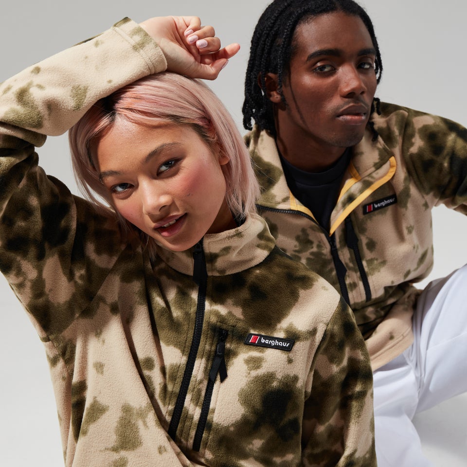 Unisex Prism Print Trango Half-zip Fleece - Natural / Dark Green