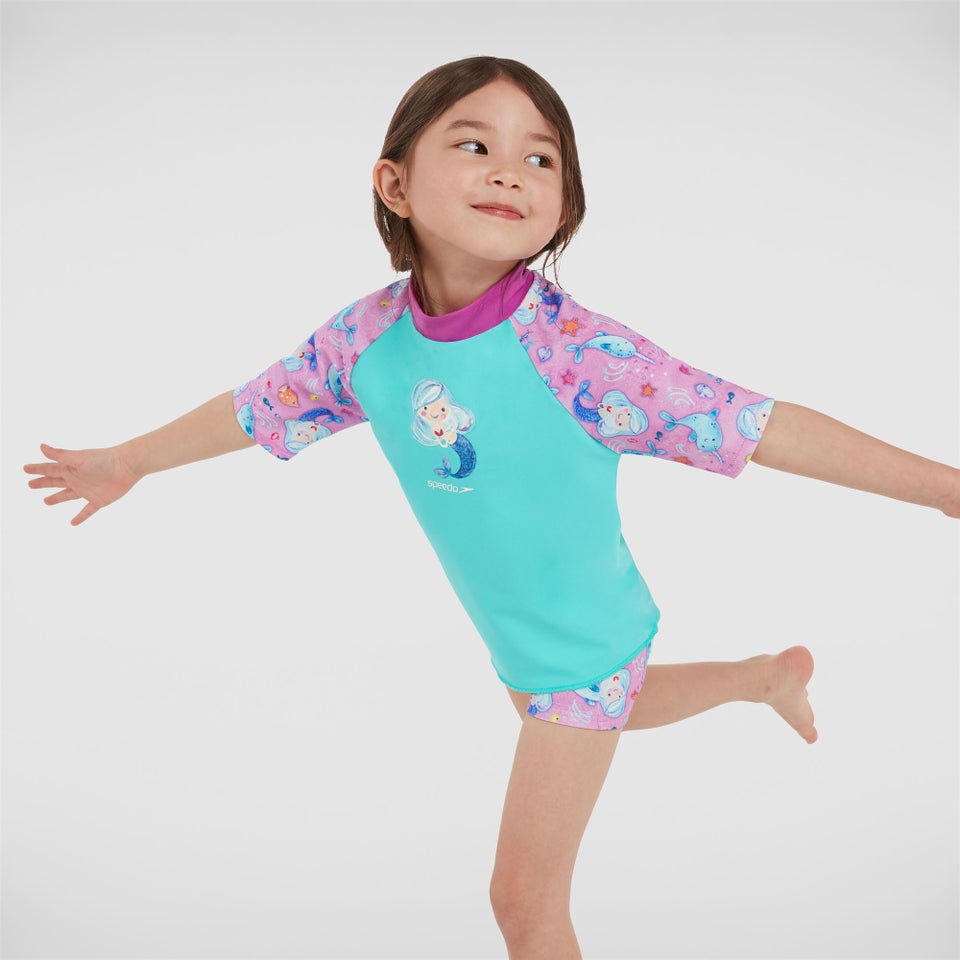 Ensemble Fille de protection solaire Printed vert/rose