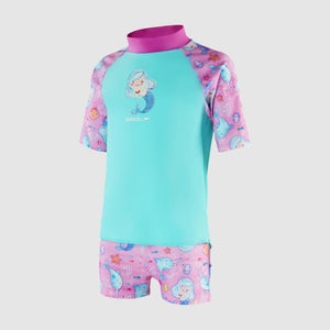 Ensemble Fille de protection solaire Printed vert/rose