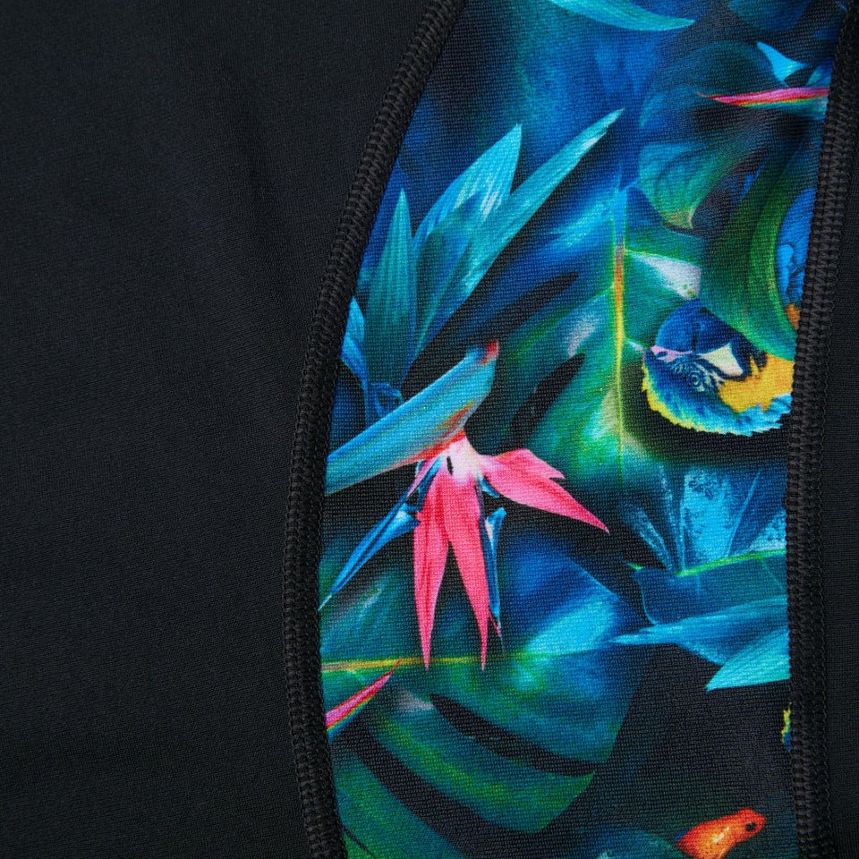 Women's Printed Short Sleeved Sun Protection Top Black/Pink