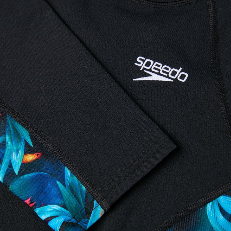 Women's Printed Short Sleeved Sun Protection Top Black/Pink