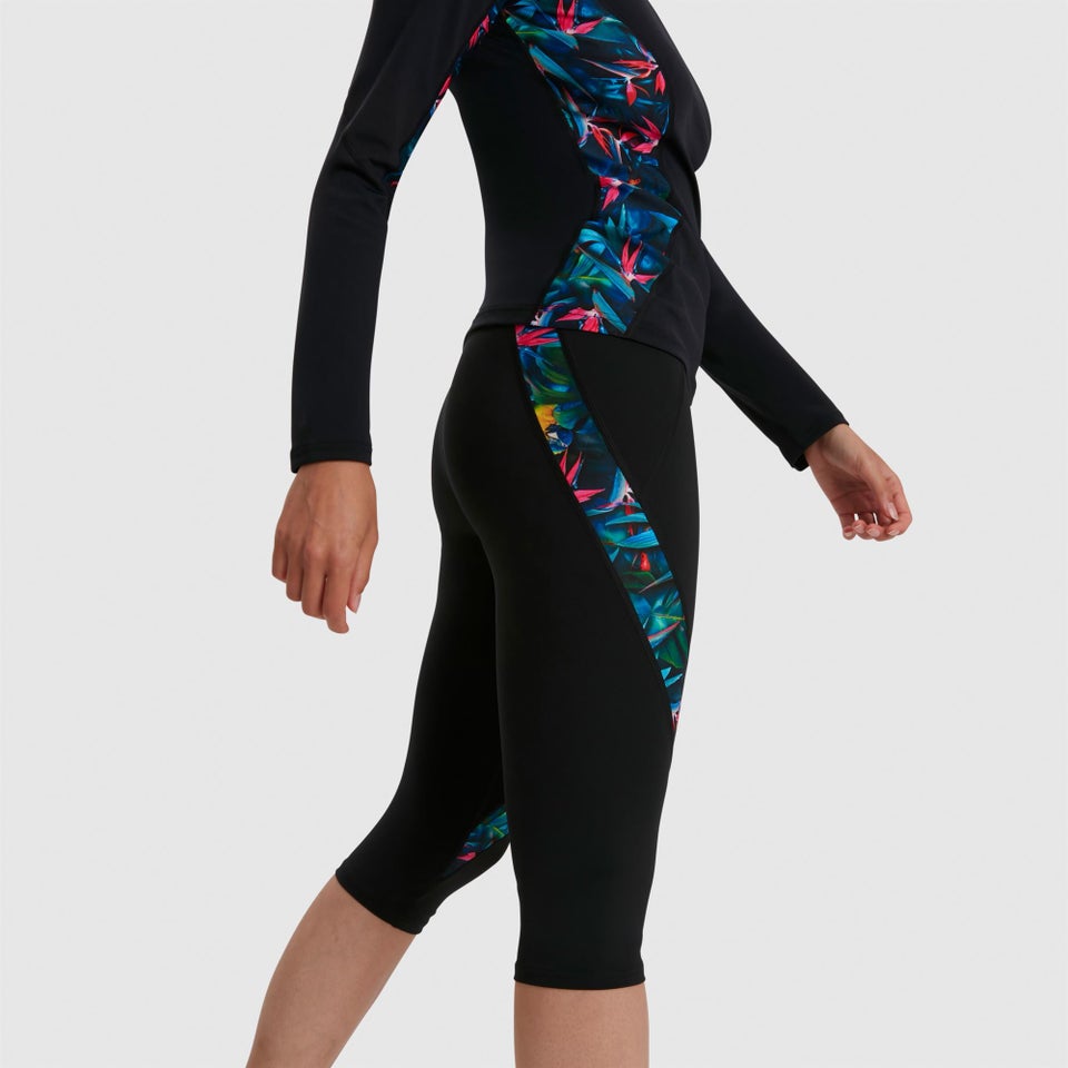 Damen Sports 3/4-Hose in Schwarz/Pink