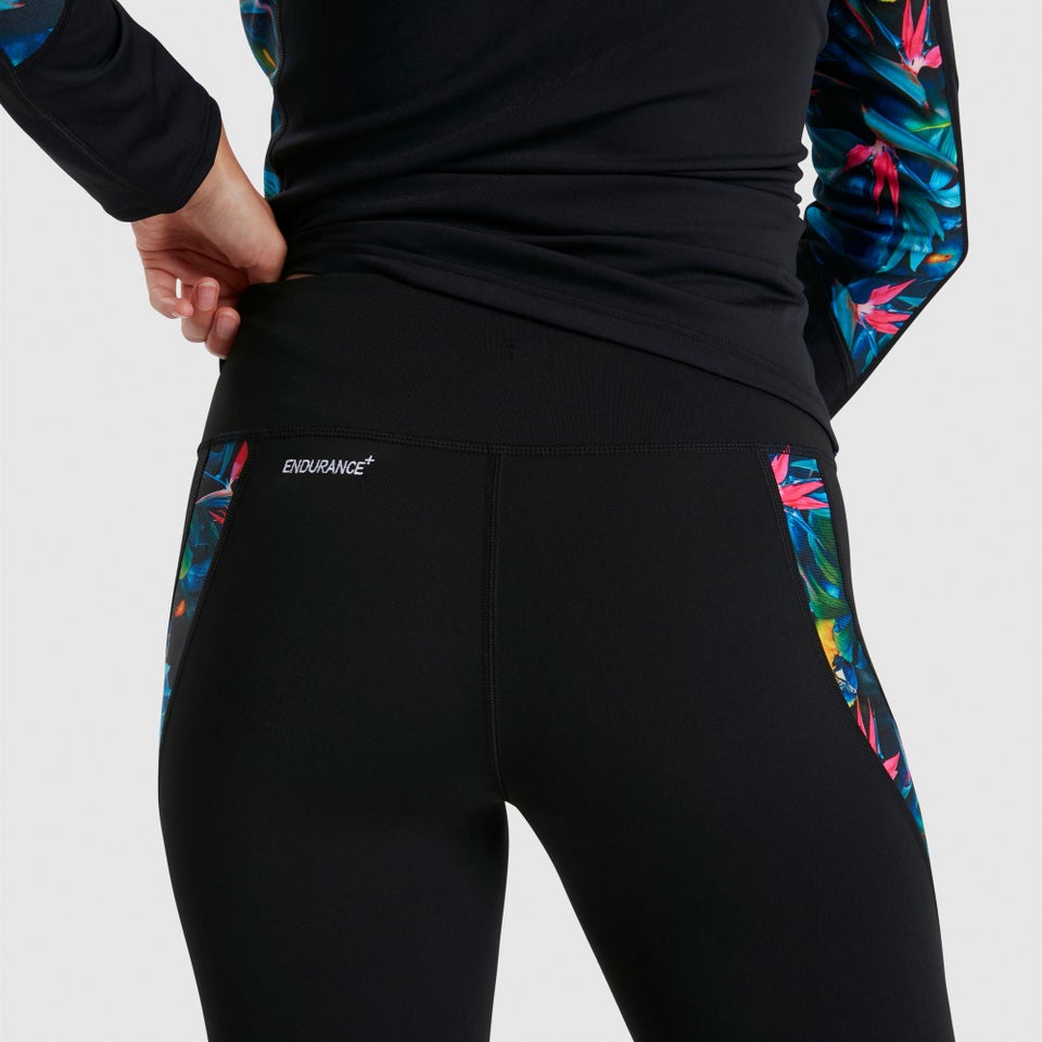 Damen Sports 3/4-Hose in Schwarz/Pink