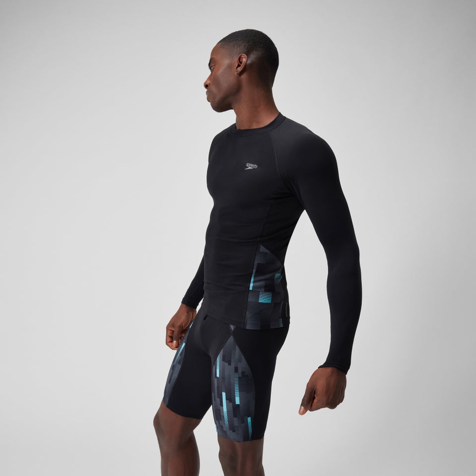 Men's Long Sleeved Sun Protection Top Black/White