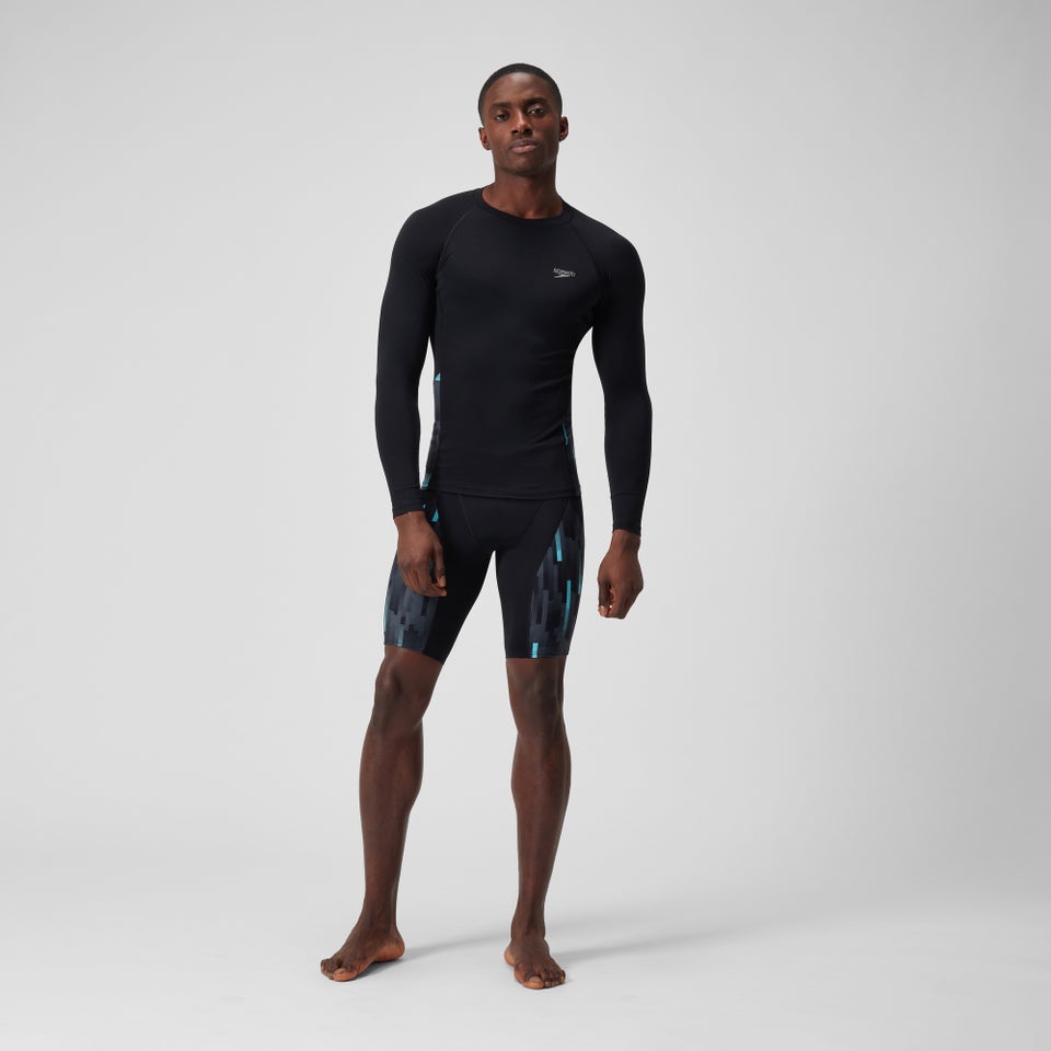 Men's Long Sleeved Sun Protection Top Black/White