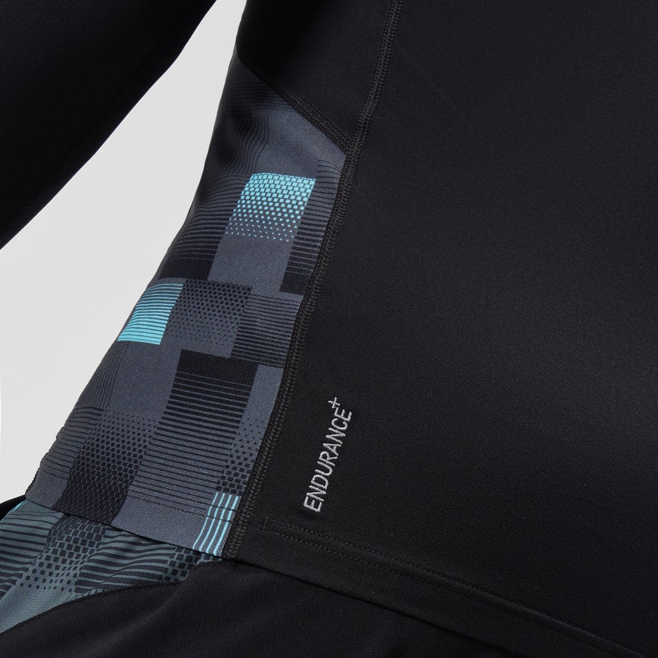 Men's Long Sleeved Sun Protection Top Black/White