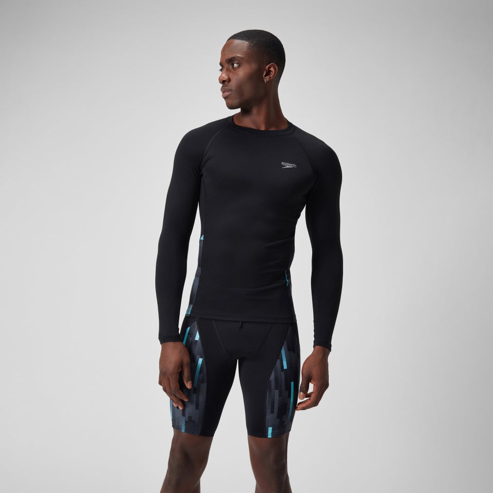 Men's Long Sleeved Sun Protection Top Black/White