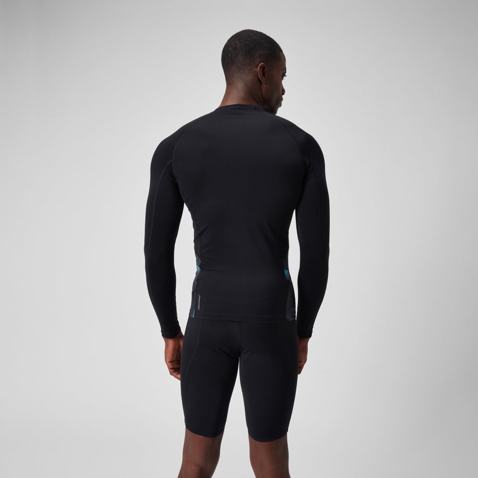Men's Long Sleeved Sun Protection Top Black/White