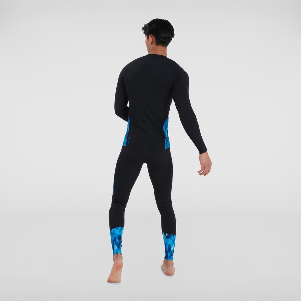 Men's Printed Long Sleeved Sun Protection Top Black/Blue