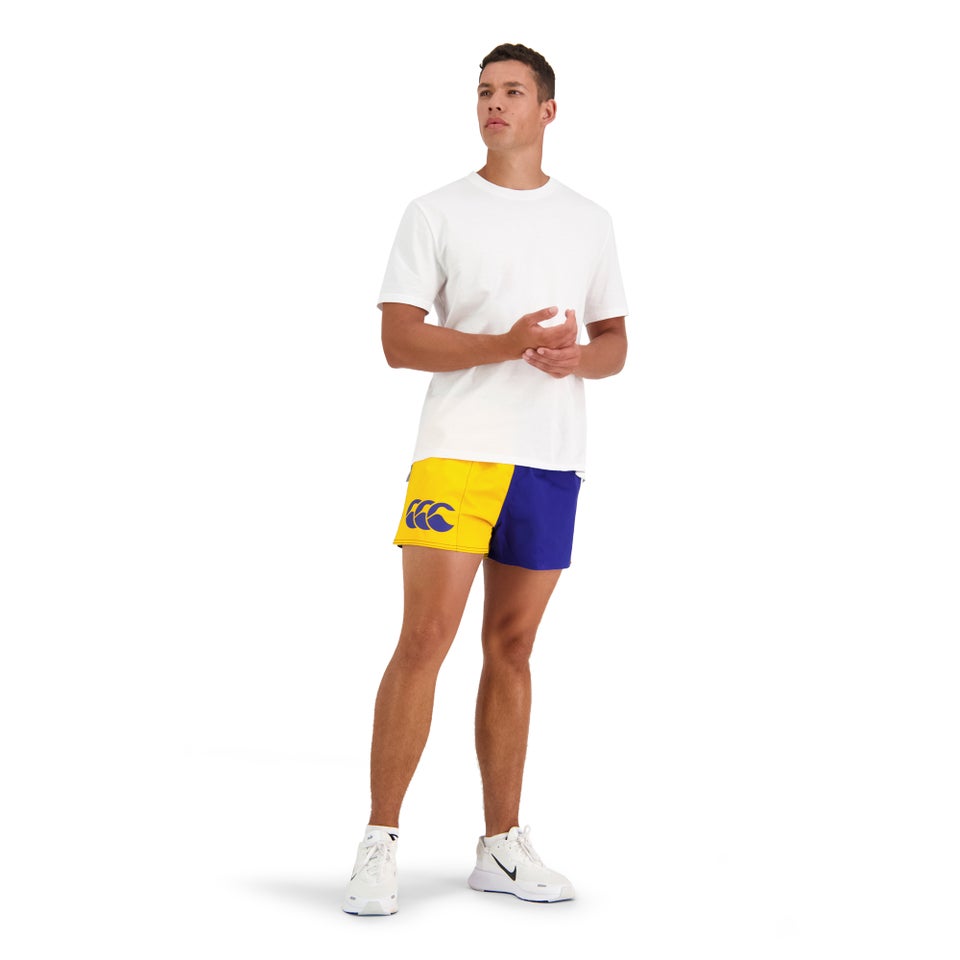 CANTERBURY Men's COTTON TWILL HARLEQUIN SHORT WITH POCKETS - BLUE/YELLOW