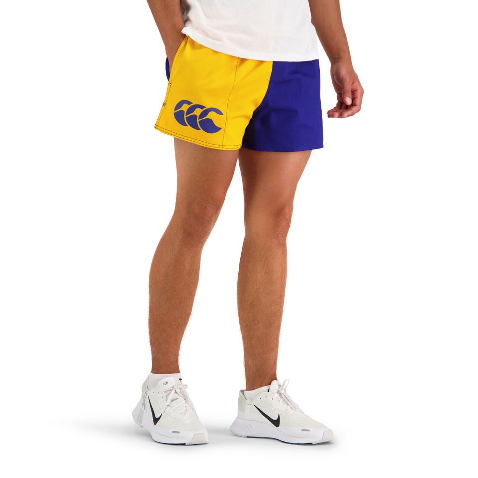 CANTERBURY Men's COTTON TWILL HARLEQUIN SHORT WITH POCKETS - BLUE/YELLOW