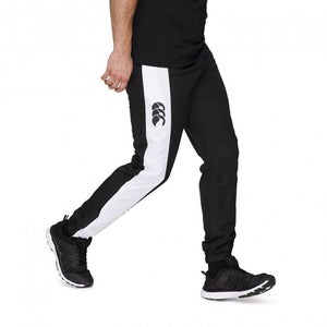 MENS STRIPE CUFFED TRACKPANT BLACK