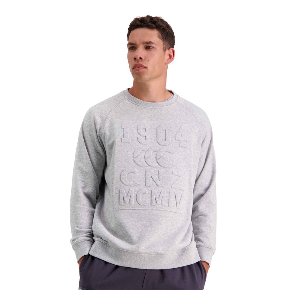 MENS OF NZ EMBOSS CREW NECK SWEATER - GREY
