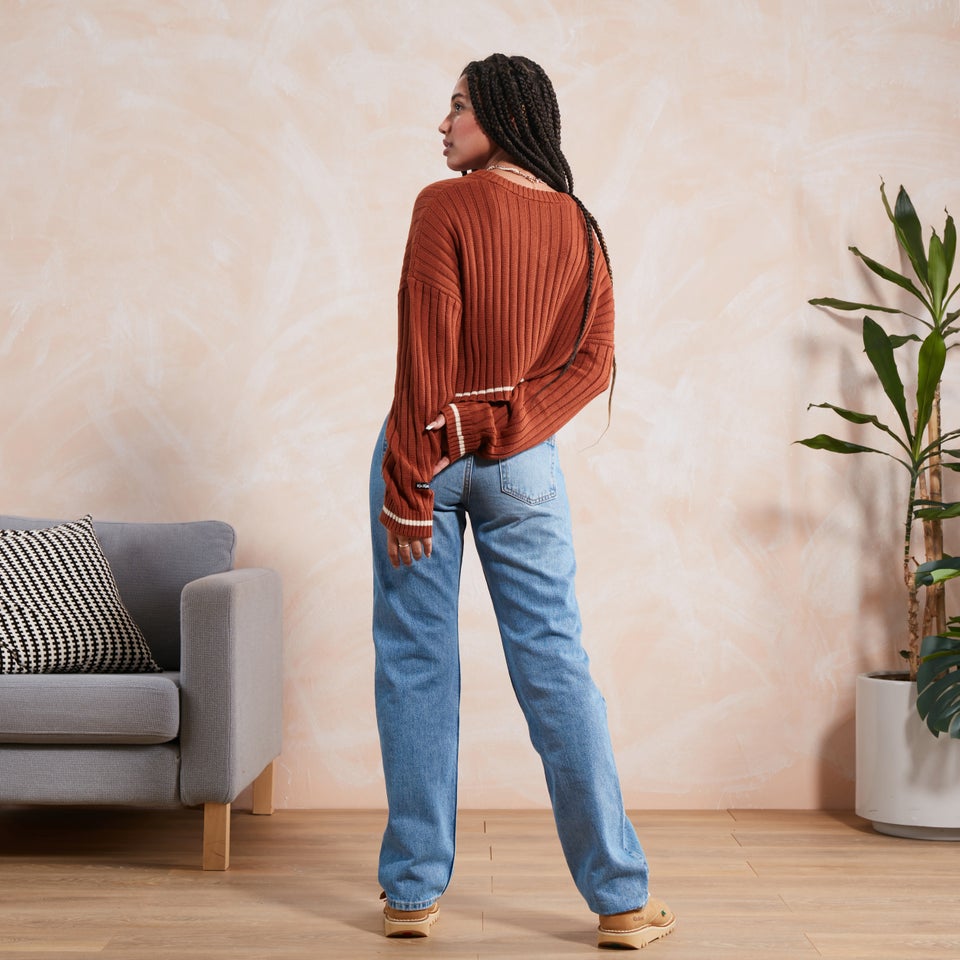 Women's Rust Cropped Knit Brown