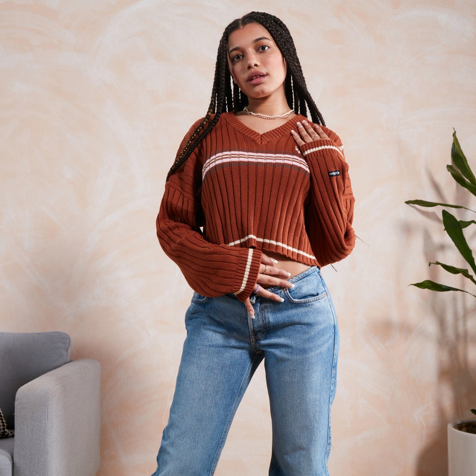 Women's Rust Cropped Knit Brown