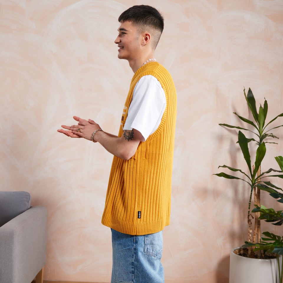 Men's Yellow Knit Vest Yellow