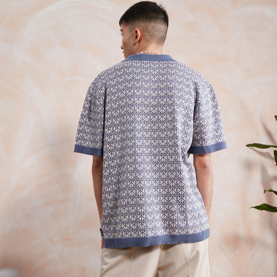 Men's Geometric Knit Polo Top Multi