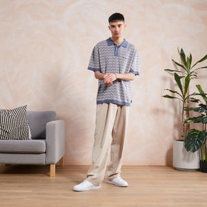 Men's Geometric Knit Polo Top - S