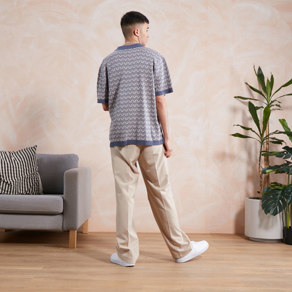 Men's Geometric Knit Polo Top Multi