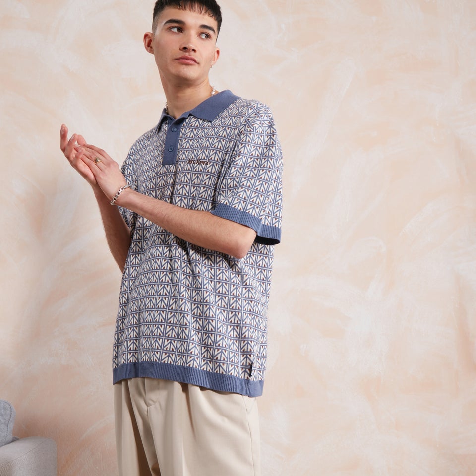 Men's Geometric Knit Polo Top Multi