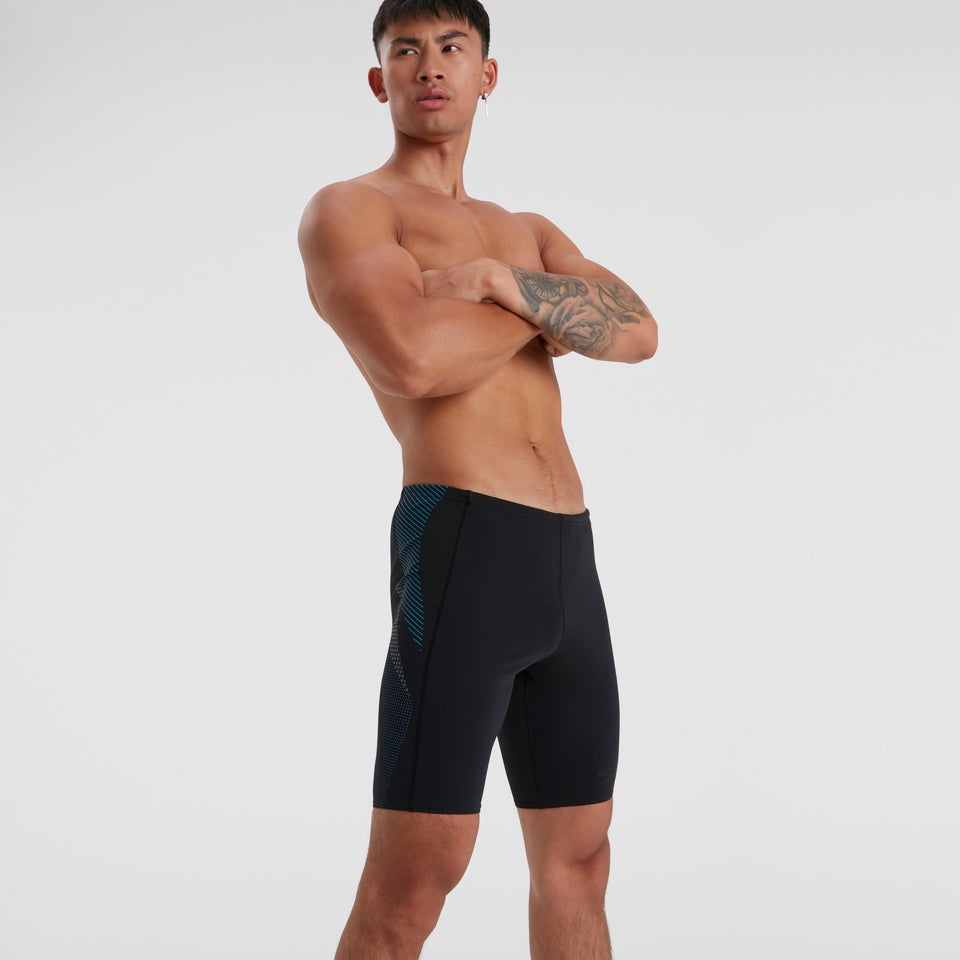 Herren Tech Panel Schwimmhose in Schwarz/Blau
