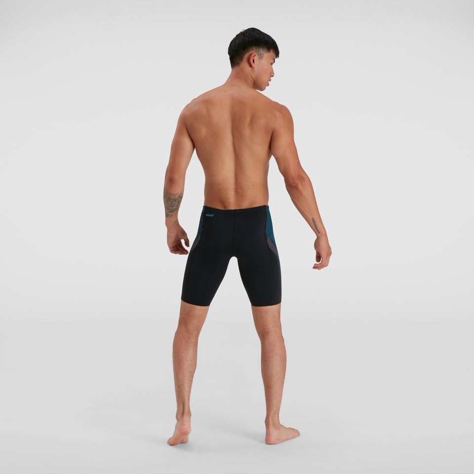 Herren Tech Panel Schwimmhose in Schwarz/Blau