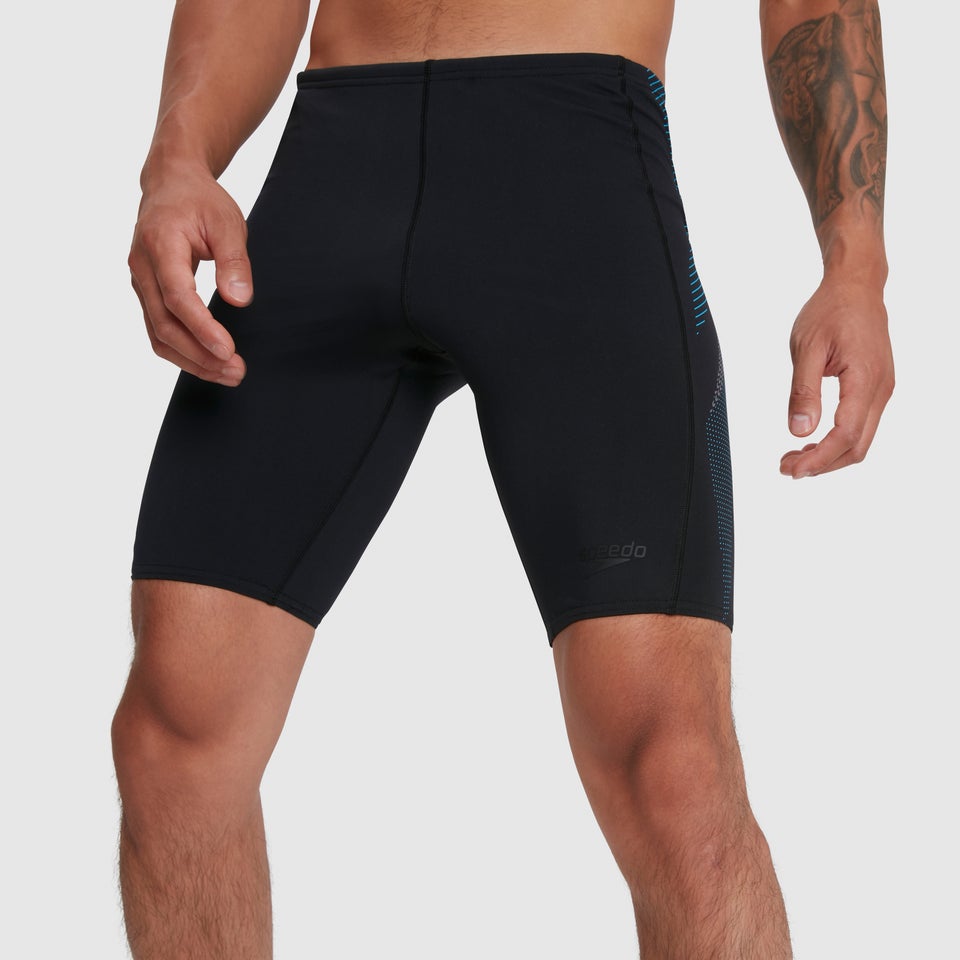 Herren Tech Panel Schwimmhose in Schwarz/Blau