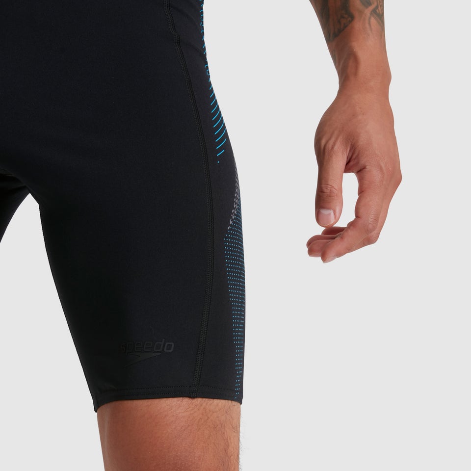 Herren Tech Panel Schwimmhose in Schwarz/Blau