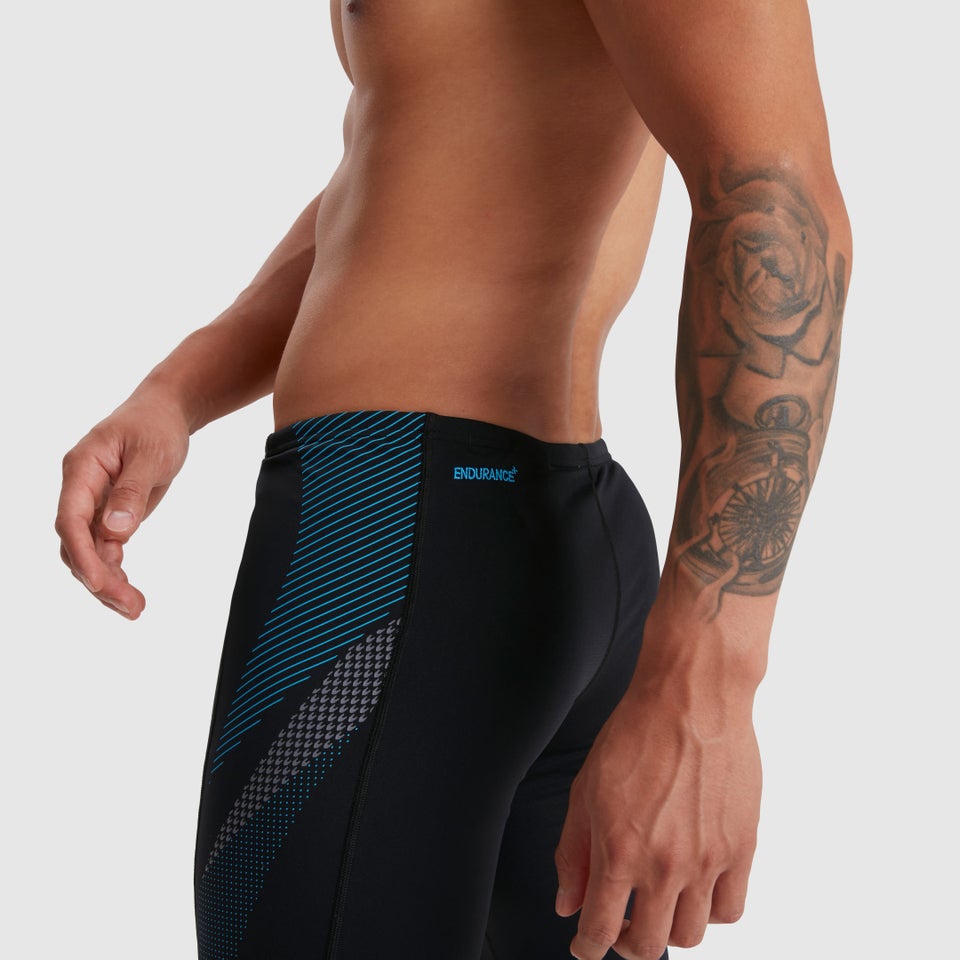 Herren Tech Panel Schwimmhose in Schwarz/Blau