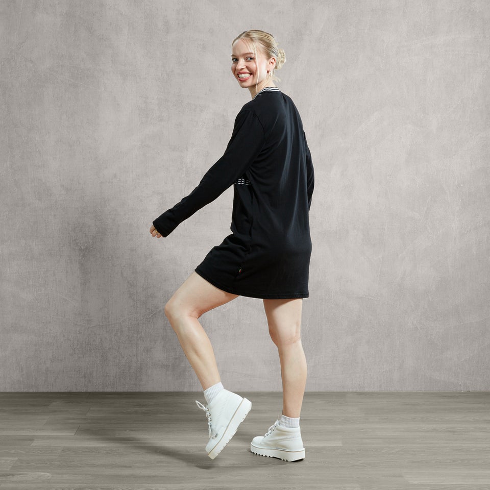 Women's Long Sleeve Jersey Tee Dress - Black