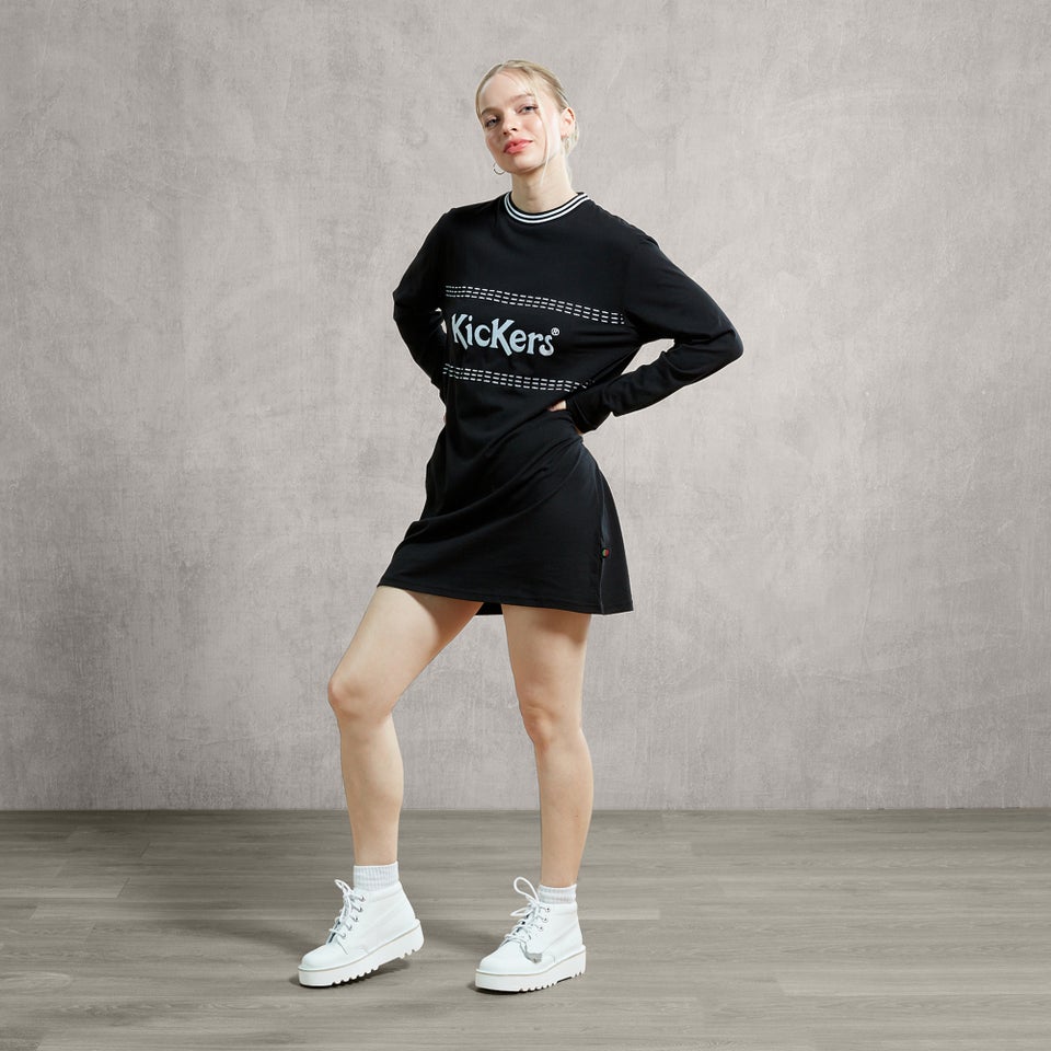 Women's Long Sleeve Jersey Tee Dress - Black
