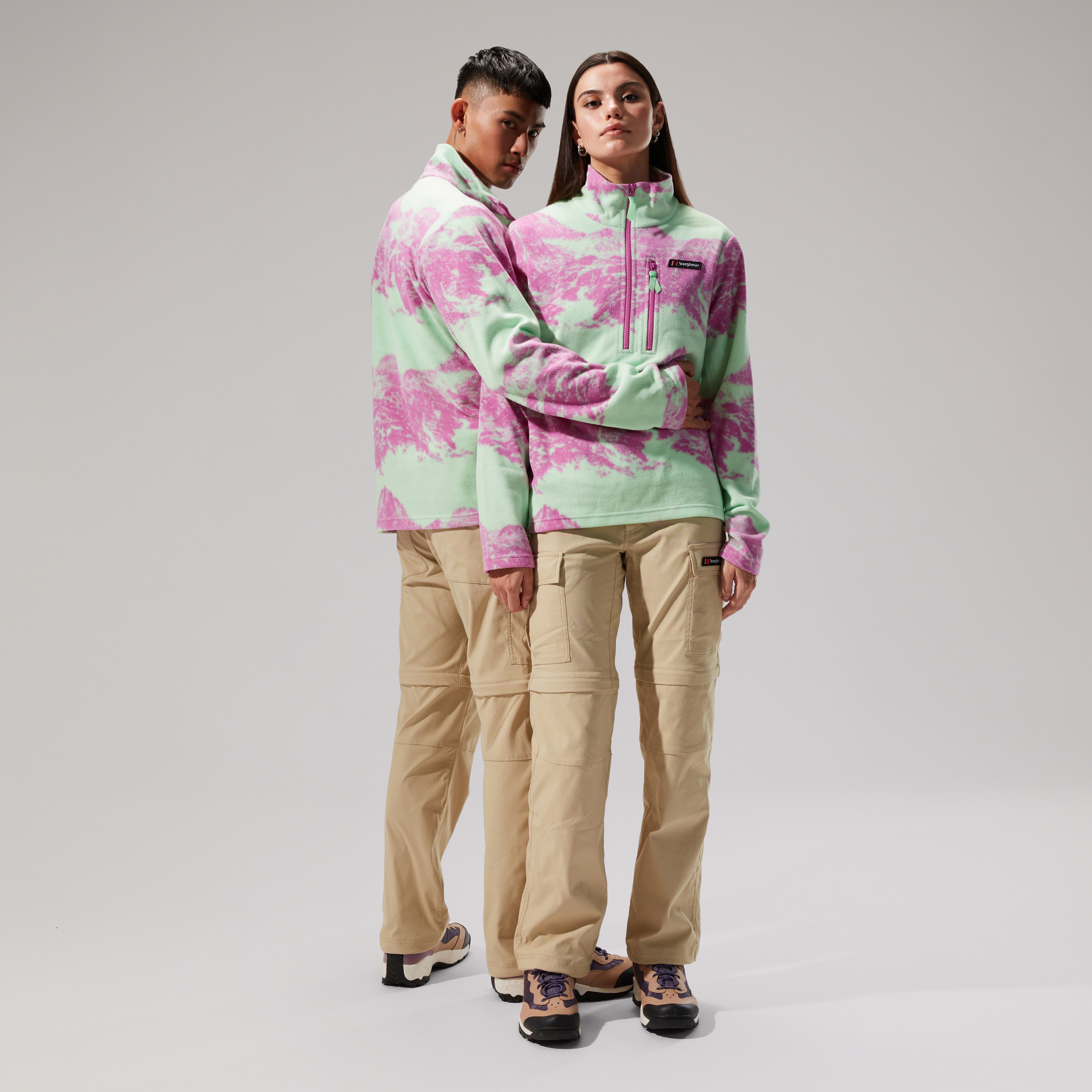 Unisex Prism Print Trango Half-zip Fleece - Light Green/Purple