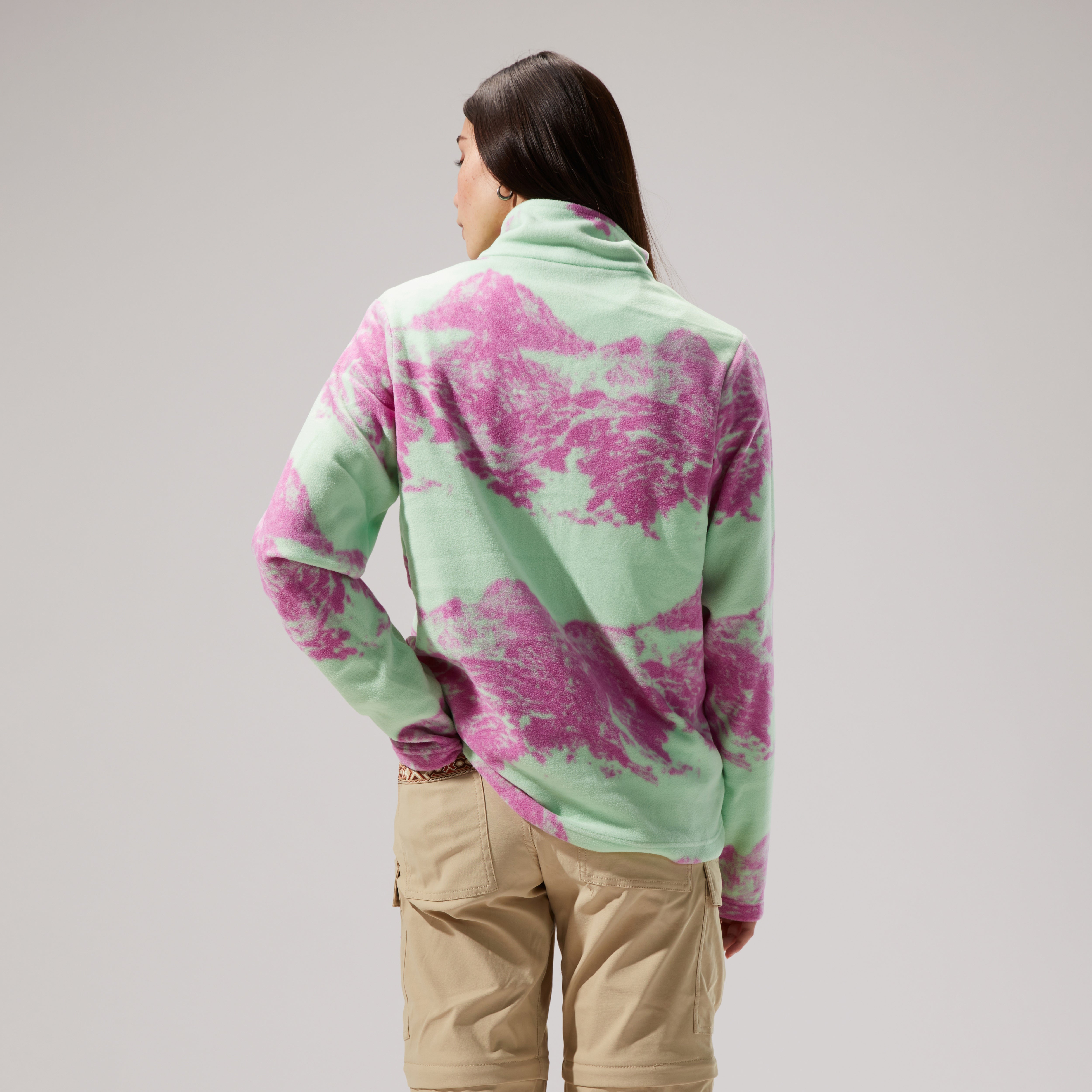 Unisex Prism Print Trango Half-zip Fleece - Light Green/Purple