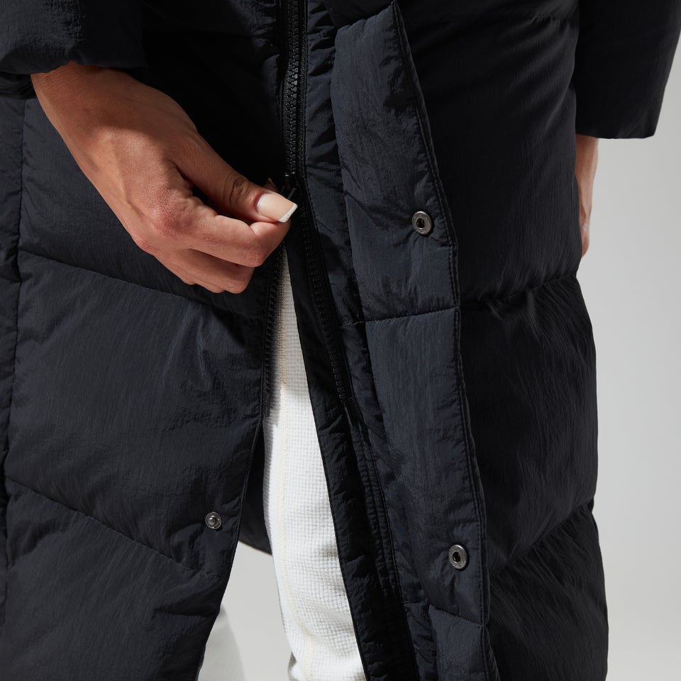 Women's Saffren Down Duster Hooded Jacket - Black