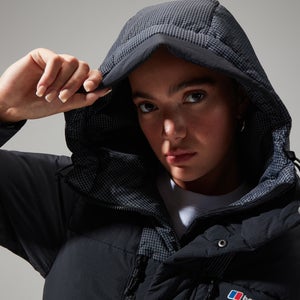 Women's Saffren Down Duster Hooded Jacket - Black