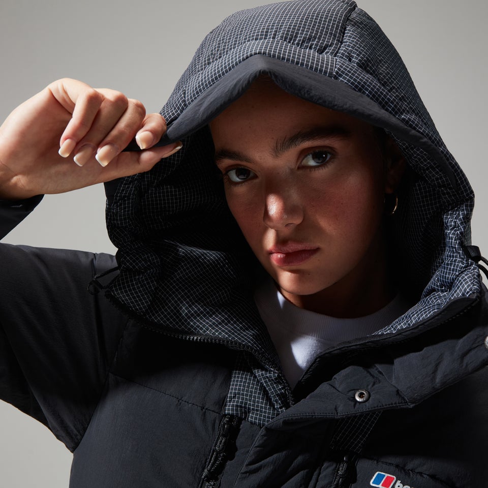 Women's Saffren Down Duster Hooded Jacket - Black