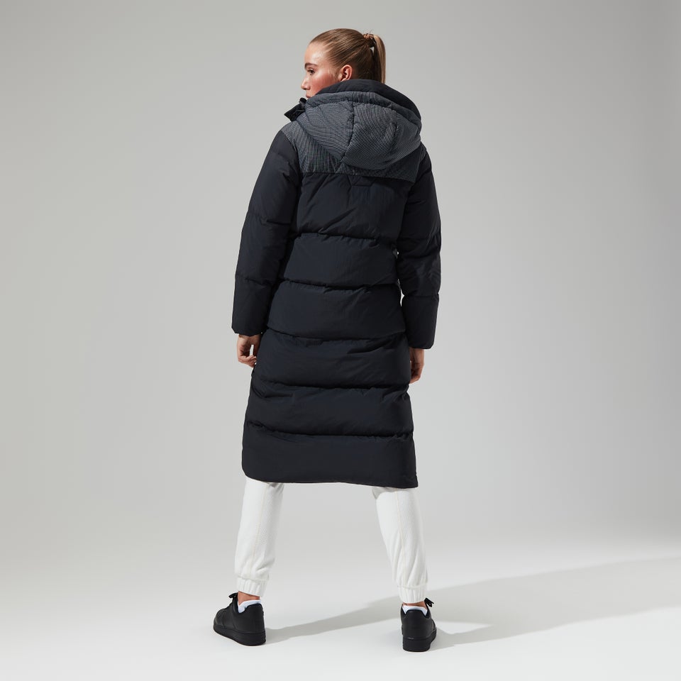 Women's Saffren Down Duster Hooded Jacket - Black
