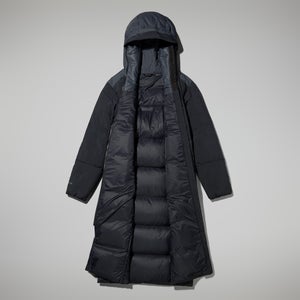 Women's Saffren Down Duster Hooded Jacket - Black