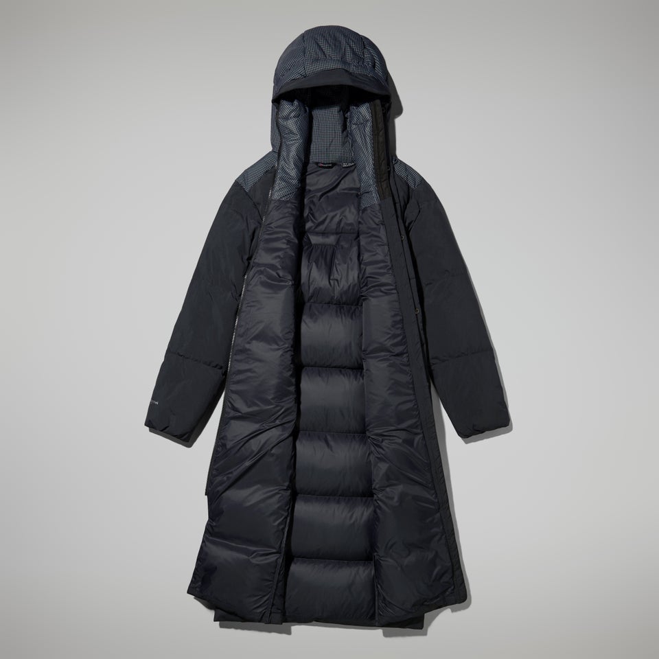Women's Saffren Down Duster Hooded Jacket - Black