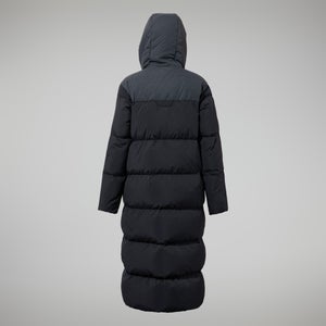 Women's Saffren Down Duster Hooded Jacket - Black