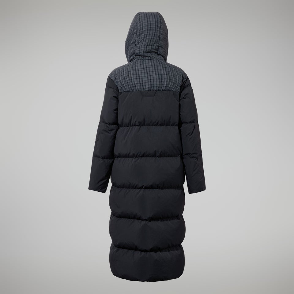 Women's Saffren Down Duster Hooded Jacket - Black