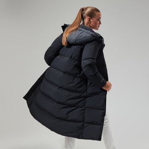 Women's Saffren Down Duster Hooded Jacket - Black