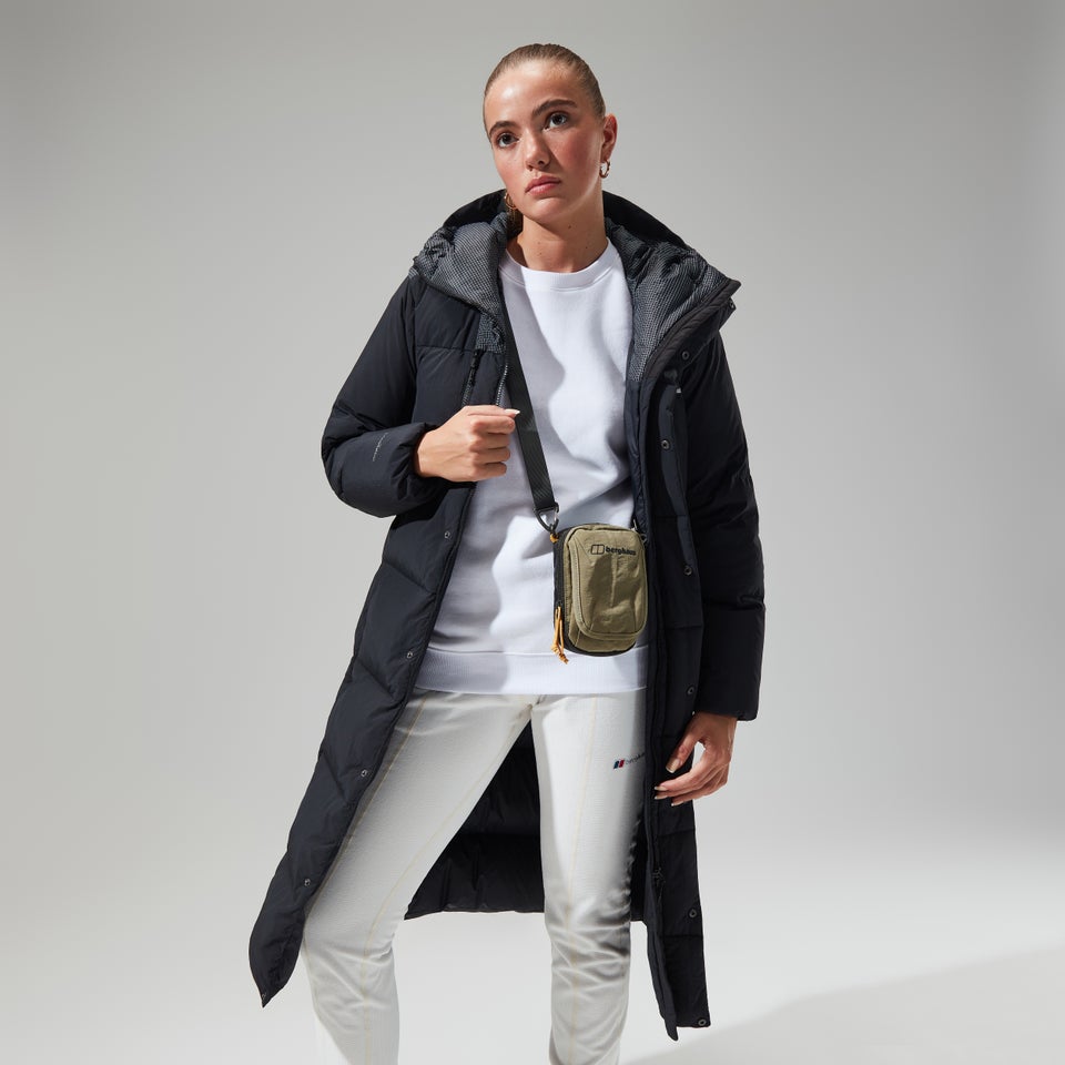 Women's Saffren Down Duster Hooded Jacket - Black