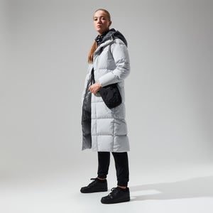 Women's Saffren Down Duster Hooded Jacket - Light Grey/Black