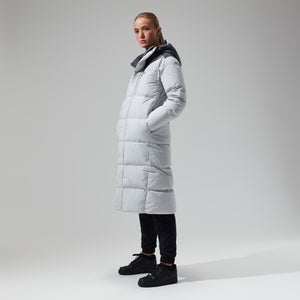 Women's Saffren Down Duster Hooded Jacket - Light Grey/Black
