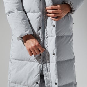 Women's Saffren Down Duster Hooded Jacket - Light Grey/Black