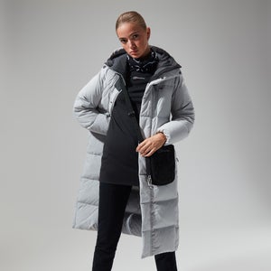 Women's Saffren Down Duster Hooded Jacket - Light Grey/Black