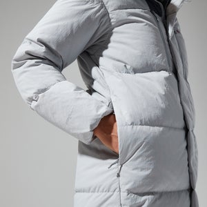 Women's Saffren Down Duster Hooded Jacket - Light Grey/Black