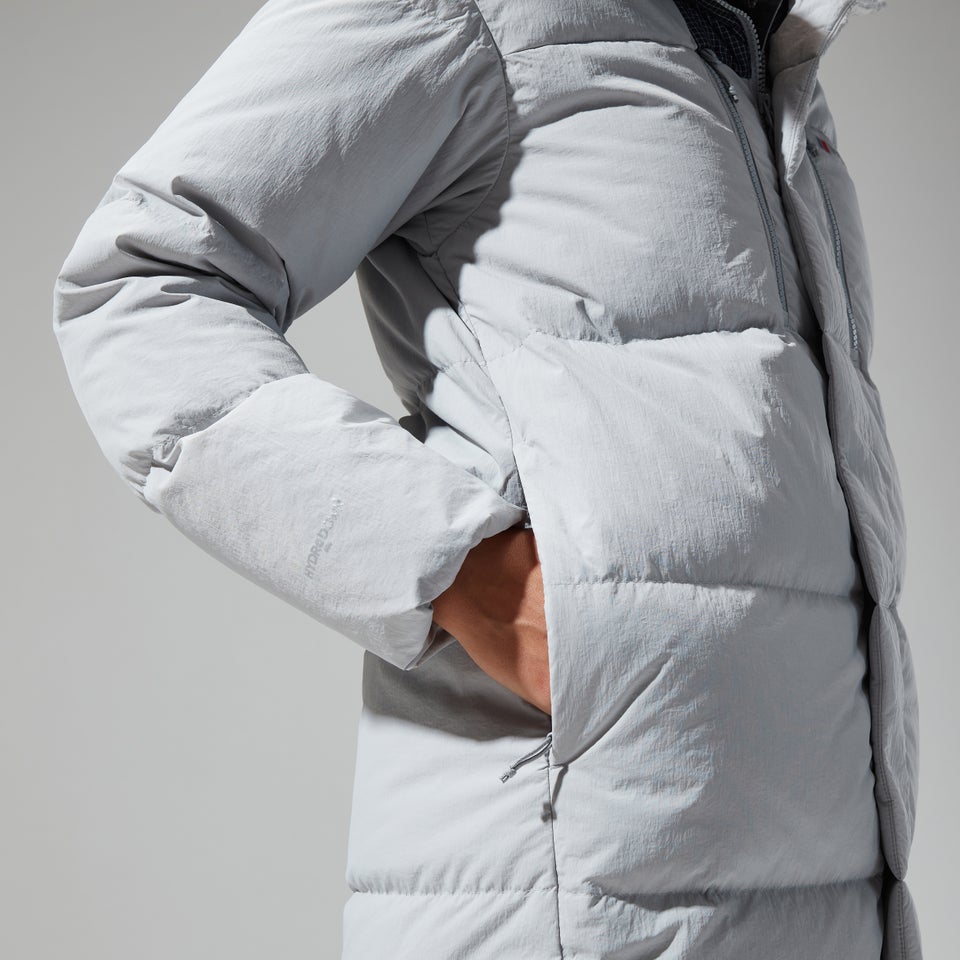 Women's Saffren Down Duster Hooded Jacket - Light Grey/Black