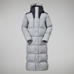 Women's Saffren Down Duster Hooded Jacket - Light Grey/Black